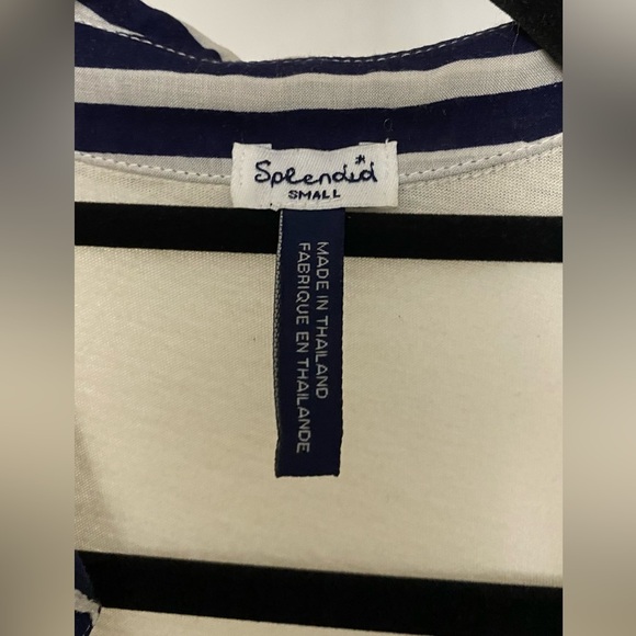 Splendid Striped Collared Tank High Low Navy White Size Small - Picture 3 of 8